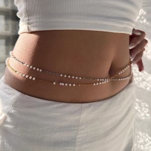 Nouveau PVD PVD en acier inoxydable plaqué or Tarnish Free Hawaiian Dainty Silver Taies Chain de ventre pour femmes