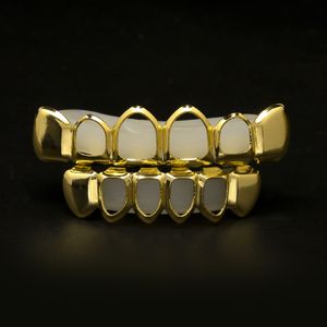 Nouveau 18 carats plaqué or véritable glacé HipHop dents creuses Grillz Top Grill Halloween cadeau de fête de Noël