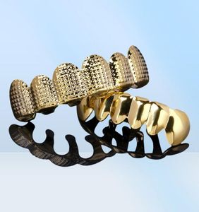 Nouveau 18K plaqué or véritable Punk Hip Hop dents Grillz bouche dentaire Fang Grills haut bas dent Cap Cosplay Party rappeur bijoux cadeaux9521993