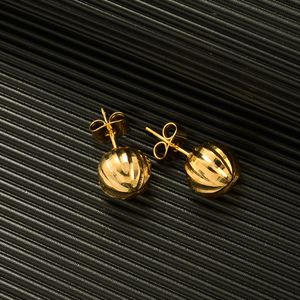 Nouveau 18K Jaune Or Rempli Solide Boucles D'oreilles Boule Ronde Perles Cartilage Piercing