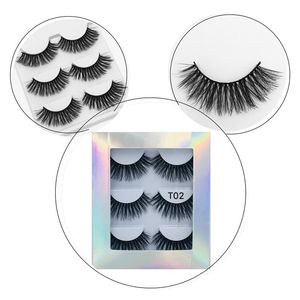 Nouveau 18mm 20mm 3 paires de faux cils faux épais longs 3d cils de vison cils Extension de cils maquillage