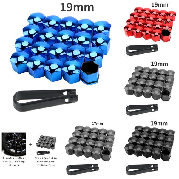 NUEVO 19/17 mm 20pcs/set Cubiertas de protección de la rueda Capas Anti rub El cubo automático Tornillo de tornillo Tuerca Tuerca Tuerca Decoración de perno exterior