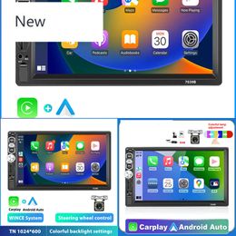 Nouveau 1din Car Radio Autoradio 7 "Carplay Universal Touch Screen Bluetooth FM Multimedia Player Affiche Afficher le miroir de la caméra