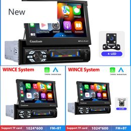 NUEVO 1DIN CAR RADIO CARPLAY AUTO 7 "IPS Pantalla retráctil 1 DIN Android 10 Multimedia Player Audio Audio Video