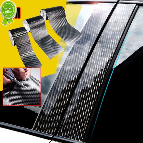 Autocollant 3D en Fiber de carbone pour voiture, 1M, bande de protection pour seuil de porte automobile, miroir latéral, bande anti-rayures, Film de protection étanche, DIY bricolage
