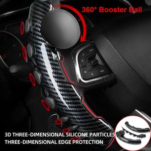 Nuevo 1 par de cubiertas antideslizantes para volante de coche, 38cm, fibra de carbono con perilla giratoria de bola de refuerzo, accesorios universales para Interior de coche OX