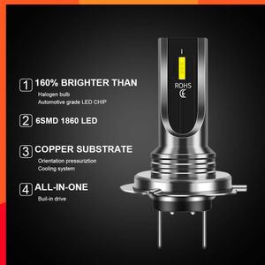 NIEUW 1PAIR H4/H7 LED -koplamp Bulb 80W 1860 CSP 5000Lm/SET SUPER Bright 6000K Wit vervangende mistlampen DRL Auto -accessoires