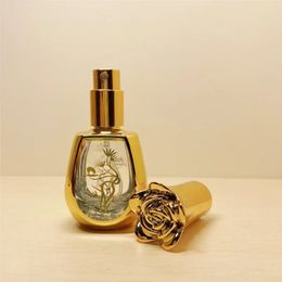Nuevo 1pc 10 ml de vidrio dorado Botella de perfume para aerosol recargadoras de botellas de aroma recipiente cosmético para botella de perfume de vidrio dorado