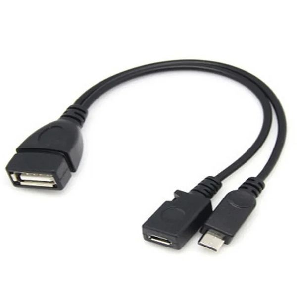 NOUVEAU 1PC 2 IN 1 OTG Micro USB Host Power Y Splitter USB Adaptateur à micro 5 broches Câble féminin masculin