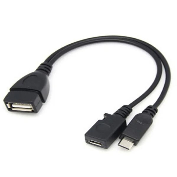 Nuevo 1pc 2 en 1 OTG Micro USB Host Power Y divisor y adaptador USB para micro 5 pin Cable femenino para micro usb y adaptador