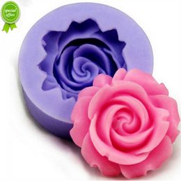 Nuevo 1 pieza 3D Rosa formas de flores molde de silicona Fondant molde Sugarcraft pastel decoración hornear herramientas Surgar jabón vela molde M087