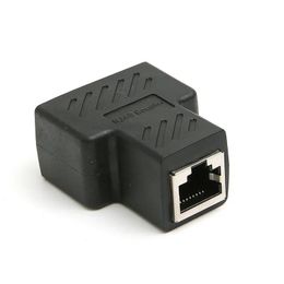 nuevo 1pc Black Ethernet Adapter LAN Cable Extender el divisor para la conexión a Internet Cat5 RJ45 Splitter Acoplador Conectado modular de contacto para