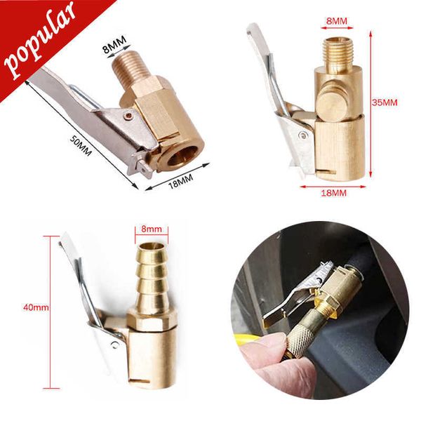 Nouveau 1PC voiture pneu Air mandrin gonfleur pompe Valve connecteur Clip-on adaptateur voiture laiton 8mm pneu roue Valve pour pompe gonflable outils