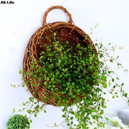 NIEUW 1PC Hot Flower Planter Wall Hangende ratter Rattam Basket Garden Vine Pot indoor plantenhouder Huisdecoratie