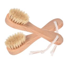 NUEVO 1 PC Natural Cepillo Natural Bristles Exfoliantes Pepitas de cara de madera