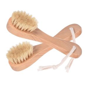 Nouveau 1pc Natural Face Brush Bristles Exfoliant Face Brushes Femme en bois homme Skin Care Dry Body Brush Massageur Masseur Époudeur