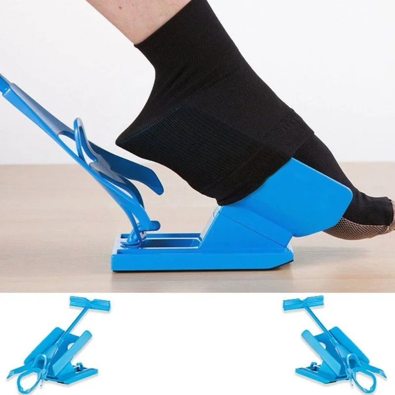 new 1pc Sock Slider Aid Blue Helper Kit Helps Put Socks on Off No Bending Shoe Horn Suitable for Socks Foot Brace Supportsock slider brace support