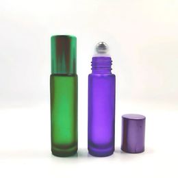 Nouveau rouleau en verre givré de 10 ml d'épaisseur sur les bouteilles naturelles à rouleau de pierre de pierre de pierre de pierre de pierre de pierre de pierre de pierre essentielle Viaux de parfum de parfum rechargeable vide pour naturel