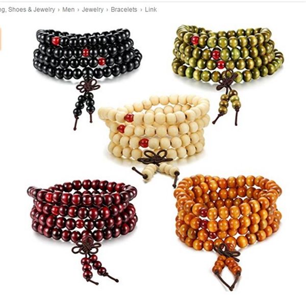 Nouveau 1 pièces 108 bois de santal bouddhiste bouddha méditation 8mm perle de prière Mala Bracelet collier 219E