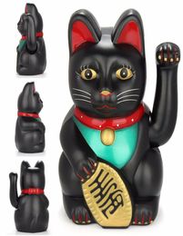 Nouveau 1 pièces 1785m grand noir classique chanceux richesse électrique clin d'oeil chat agitant chat faisant signe Maneki Feng Shui artisanat décoration de la maison cadeaux9487434