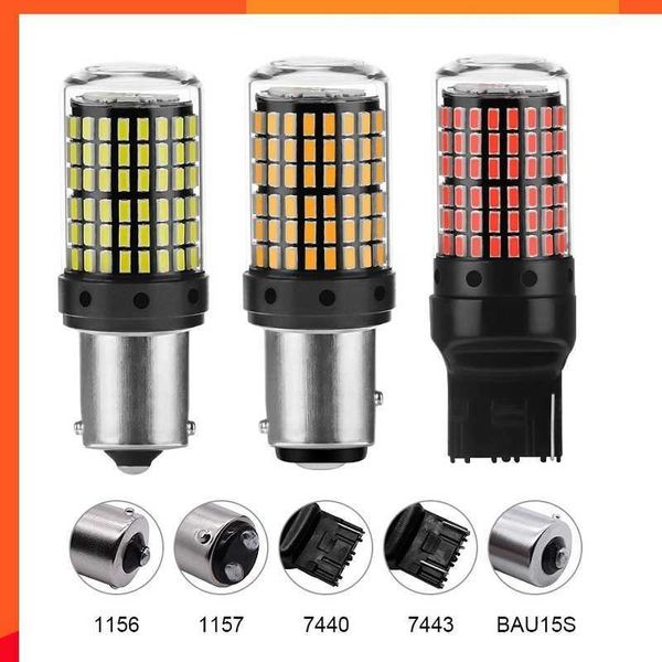 Nuevo 1 Uds 3014 144smd Canbus S25 1156 P21W BA15S LED BAY15D BAU15S PY21W T20 LED 7440 7443 W21W 1157 bombillas led para luz de señal de giro