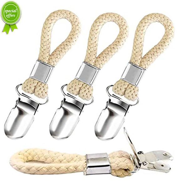 Pinzas para toallas de baño, abrazadera de Metal trenzada multiusos con lazo de algodón, pinzas de almacenamiento para cocina, calcetines para el hogar, herramientas para colgar ropa, 1 Uds.