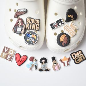  Nuevos 50 Uds. Adornos de zapatos con letras de amor de varios estilos, decoraciones para zapatos para mujeres, hombres, personas negras, zapatos de silicona, hebilla Cros, regalos de fiesta de Navidad