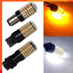 NIEUWE 1PCS Signaallamp P21W LED 7443 3157 BULB 168SMD CANBUS Remlicht 1157 LED BAY15D P21/5W WIT AMBER Dual Color Light 12v 12V 12