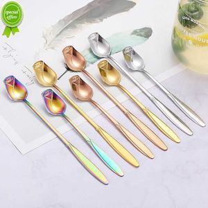 Nouveau 1 pièces acier inoxydable Rose cuillère cuisine couverts lait café cuillère à remuer Dessert gâteau outils couverts ensemble petite cuillère