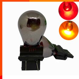 NIEUW 1PCS T25 3157 12V 21/5W Zilver Chrome auto Externe draai Signaal Lamp Halogeenlamp Remlicht Amber rood achterlicht