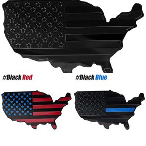 Nouveau 1pcs USA Map National Flag Fender Emblem, American Pattern Stickers Black Metal Badge, 3D Aluminium Car Porte Intéressant Décorer
