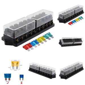 NIEUWE 1PCS WAY DC 12V 24V 40A Plastic Cover Car Fuse Box Blade Blokhouder met 10 zekeringen voor Auto Boat Marine Trike