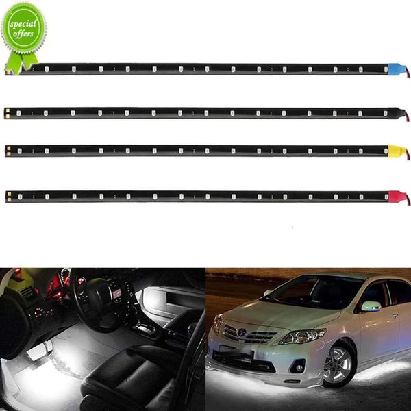 Nuevo 1x Tira de luces LED para automóvil Bombilla DIY Atmósfera Lámpara decorativa Luz interior automática 15LED Luz de circulación diurna DRL Estilo de motocicleta Rojo