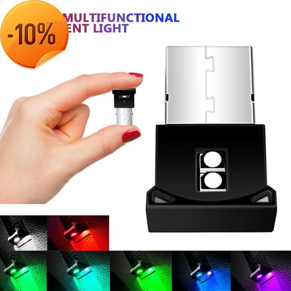 Nouveau 1x voiture USB LED bouton contrôle 7 couleurs atmosphère lampe ampoule décorative Portable Auto intérieur maison ordinateur portable lumière ambiante