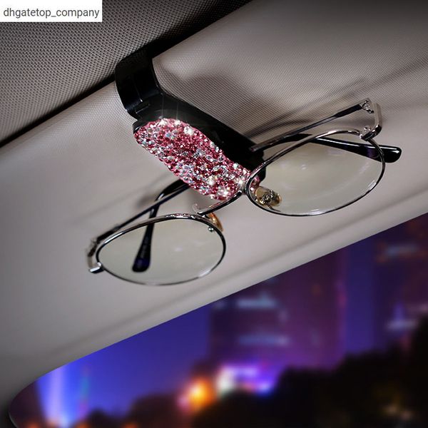 Nouveau 1X voiture véhicule pare-soleil lunettes de soleil lunettes porte-lunettes ABS Clip carte de crédit paquet ID sac de rangement avec diamant fait à la main