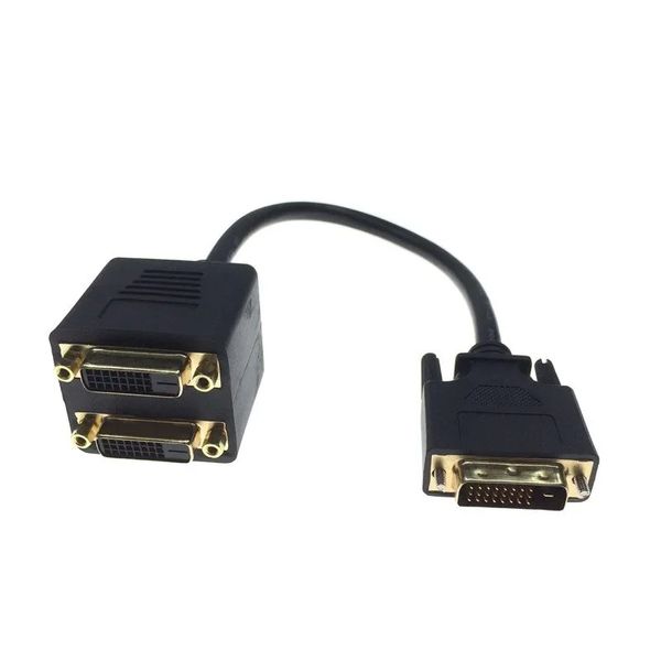 Nouveau câble adaptateur Splitter 1x2 DVI 1-DVI mâle à DVI24 + 1 Femelle 24K Gold Connecteur pour HD1080P HDTV Projecteur PC ordinateur