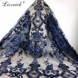 nouveau 1yard bricolage à la main tulle dentelle tissu paillettes brodé africain français dentelle pour mariage / soirée / robe de soirée cheongsam CX200824