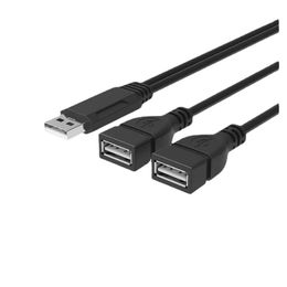 NUEVO 2.0 USB One Hembra Cable de carga de dos datos masculinos Cable de carga de uno a Two 1 minuto 2USB Cable de datos 30 cm 1to2 Cable de extensión USB para USB