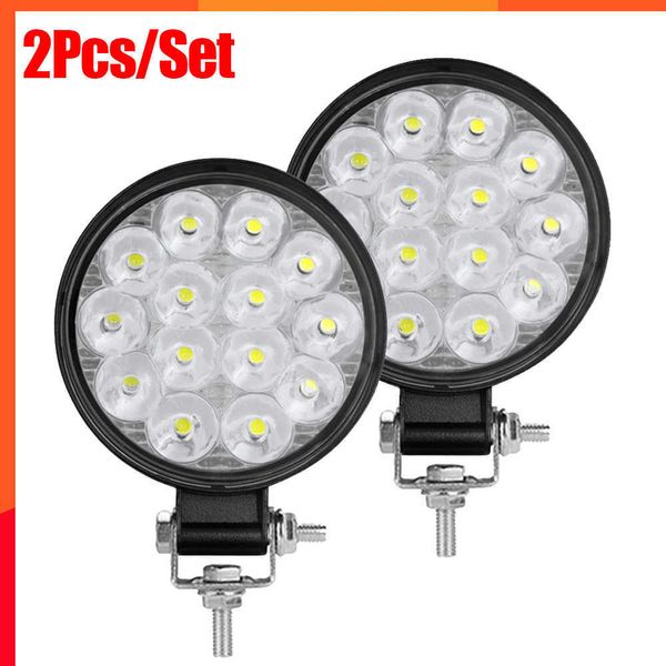 Nuevo 2/1 Uds. Luz LED de trabajo Mini foco redondo para camión todoterreno barra de luces Led SUV 42W luz LED iluminación de conducción nocturna lámpara antiniebla