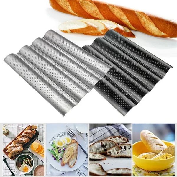 Nouveau 2/3/4pcs Pandes de pain antiadhésives Ustensiles de pâtisserie Pouile Pâne outils de pain Baguette Moule Paies Pan Pan de pâtisserie Pan Pan de cuisson - Pour la cuisson