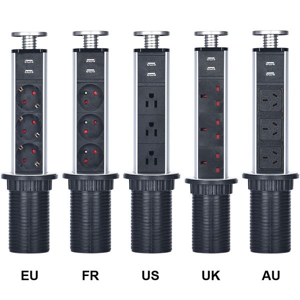 Nueva mesa escondida de la cocina de 2/3 emergentes con el enchufe de alimentación estándar USB 16A AC220V FR UK US AU EE. UU.