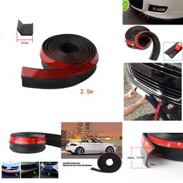 Nieuwe 2,5 m auto voor de voorkant lip bumper anti-collision zijrok spoiler rubber anti-scratch bescherming strip sticker Universal