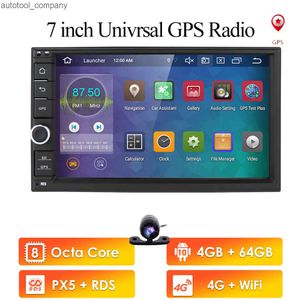 Nieuwe 2 Din 7 ''Octa Core Universele Android 10 4GB + 64GB Autoradio Stereo GPS Navigatie WiFi 1024*600 Touchscreen 2din Auto PC DAB + SWC