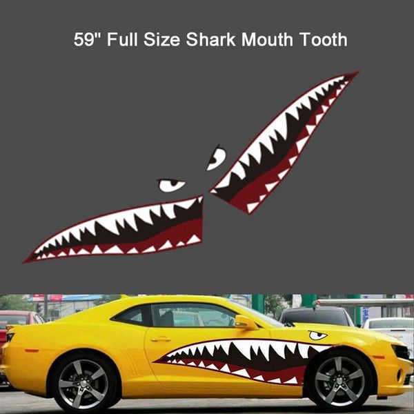 Nouveau 2 bricolage requin bouche dent dents graphiques PVC voiture autocollant décalcomanie pour voiture accessoires imperméables