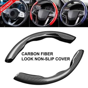 Nieuwe 2 Helften Auto Stuurhoes 38 Cm 15 Inch Carbon Fiber Siliconen Stuurwiel Booster Cover Auto anti-Slip Accessoires