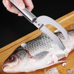 Nouveau 2 en 1 écailles de poisson grattage couteaux fruits de mer écailles de poisson décapant nettoyage grattoir couteau multi-usages accessoires de cuisine Gadgets