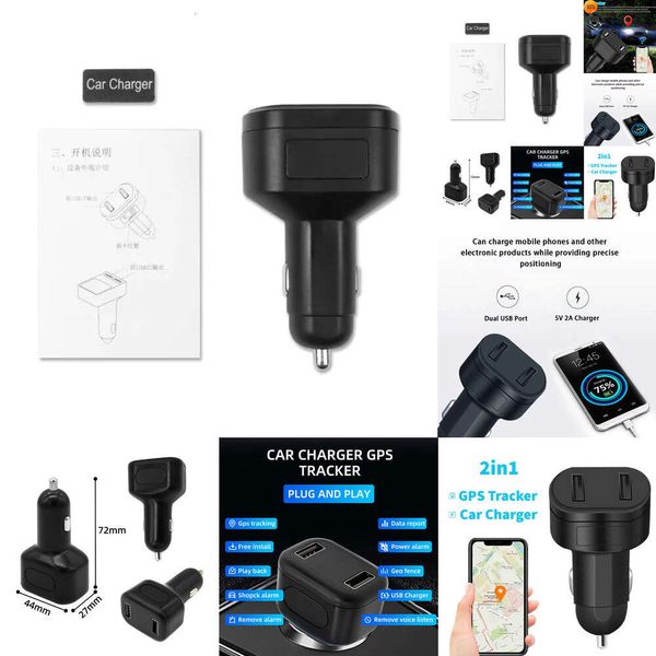 NUEVO 2 IN1 GLOBAL GPS Tracker 2G Mini Mini Vehículo de motocicletas Seguimiento de vehículos Dual Cargador USB GSM Control de aplicaciones en línea