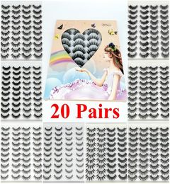 Nuevo 20 parspack 3D Mink Pestañas postizas 100 pestañas de ojo de tiras llenas hechas a mano Natural Long Crisscross Eye Lath Eyel1251875