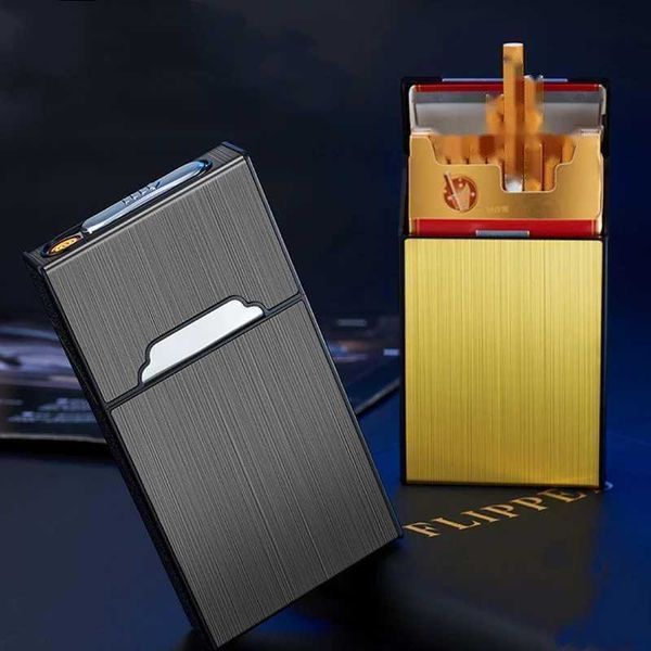 Nouveau 20 bâtons 5.5 étui à cigarettes fin allume-cigare USB Rechargeable fil de tungstène allume-cigare étui à cigarettes magnétique