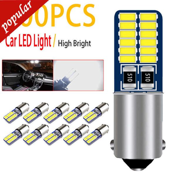 Nuevo 200 Uds coche Ba9s T4W H6W luces Led de señal de liquidación 24SMD 3014 bombilla Interior espejo de techo luz de lectura luces de matrícula DC12V